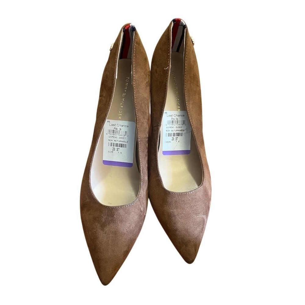 Tommy Hilfiger Womens Pumps Brown Pointed Toe Block Heel Slip On Size 7.5